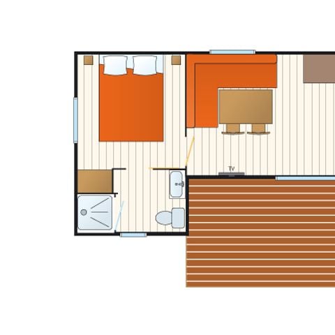 Stacaravan 4 personen - Stacaravan Caraïbes - 30 m² - 2 slaapkamers - 2 badkamers