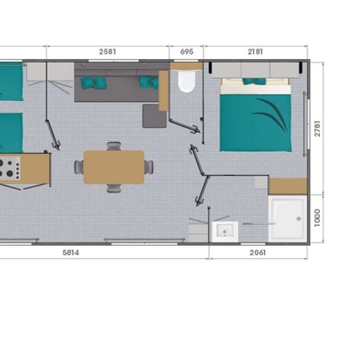 CASA MOBILE 4 persone - FAMILY LUXURY PREMIUM, 30 m² con vasca idromassaggio e aria condizionata