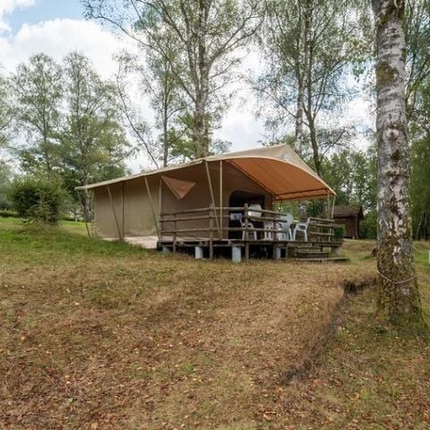 Tente en toile et en bois 4 personnes - Tente Lodge 2 chambres 4 personnes