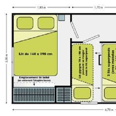 Mobilheim 4 Personen - Mobilheim Eco 2 Zimmer 4 Pers. ohne Sanitäranlagen
