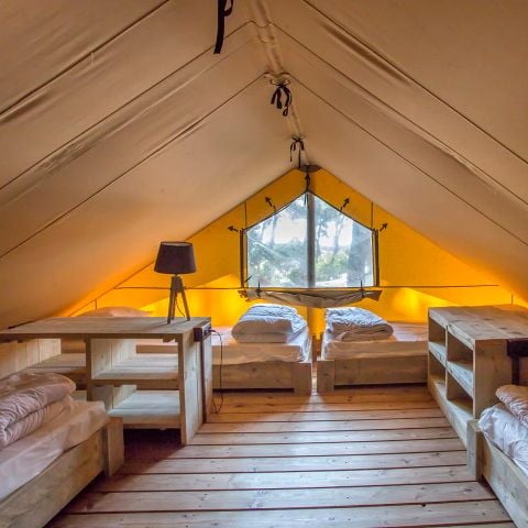 Tente en toile et en bois 6 personnes - Lodge - PREMIUM - BAHAMAS - MEZZANINE