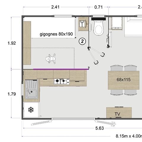 Stacaravan 4 personen - Mobil-home GRENADINES**** 4 slaapplaatsen