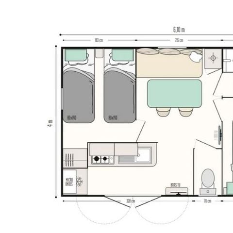Stacaravan 4 personen - Mobil-home ABACO**** 4 slaapplaatsen