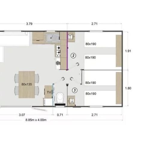 MOBILHOME 4 personas - TOBAGO**** 6 personas