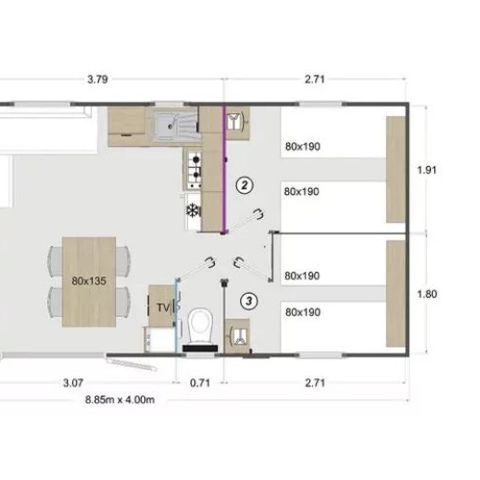 MOBILHOME 4 personnes - TOBAGO**** 6 personnes