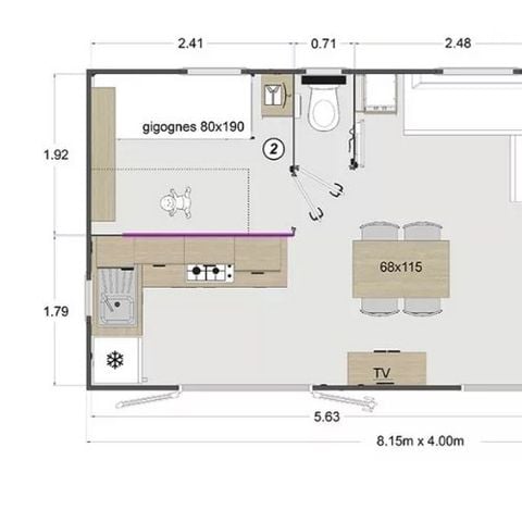 MOBILHOME 4 personnes - MARQUISES**** 4 personnes