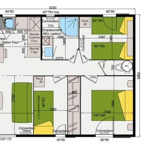 BUNGALOW 8 personnes - SUPER PREMIUM GRAND LARGE ,3ch, 6/8 pers.,climatisation