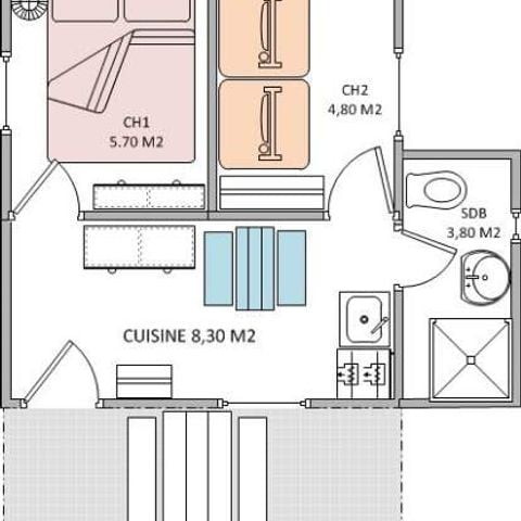 Chalet 4 personen - comfort - 2 CH - S