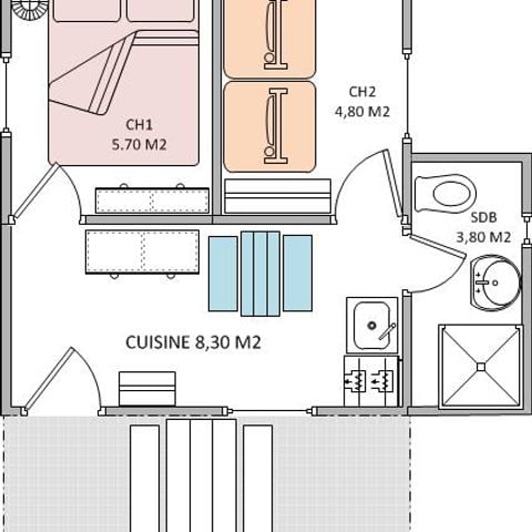 CHALET 4 personas - Chalet con todas las comodidades - 2 dormitorios - D