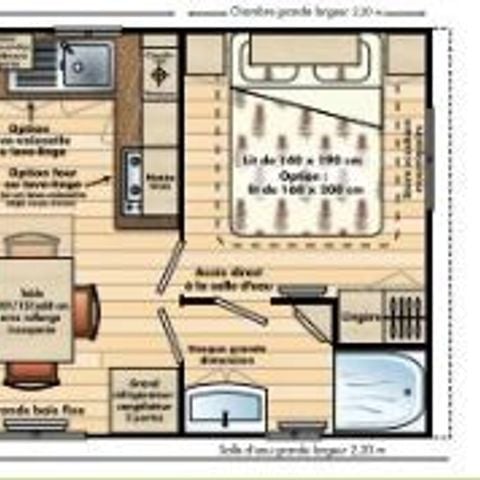 Stacaravan 4 personen - Grand Classic voor - 2 slaapkamers