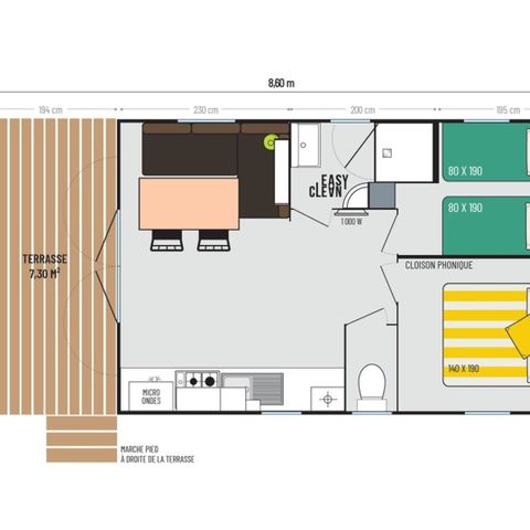 MOBILHOME 4 personnes - Loggia Bay NOUVEAUTE 2025 ( vue mer en supplément 200€ par semaine)