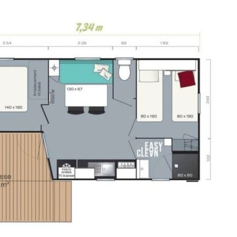 Stacaravan 6 personen - Super Mercure 2CH - 4/6P (M/M)