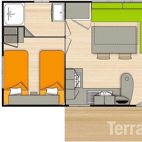 MOBILHOME 6 personas - Confort 3 Habitaciones 4/6 Personas + TV