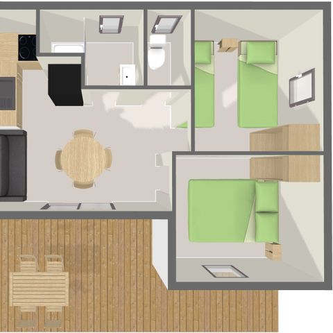 Chalet 4 persons - PREMIUM 39m² (2 bedrooms) including covered terrace + TV