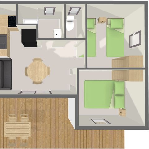 CHALET 4 persone - PREMIUM 39m² (2 camere da letto) inclusa terrazza coperta + TV