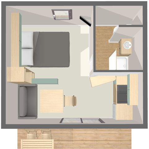 Chalet 2 persons - PREMIUM 24m² (1 bedroom in the living room) including covered terrace + TV