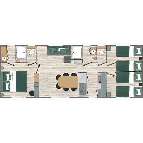 Mobilhome 6 personas - Premium 2 baño 4/6 pers aire acondicionado