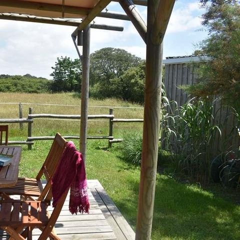 Mobilheim 4 personen - Cottage Premium 28m² (2 Zimmer) + überdachte Terrasse + LV + TV + Bettwäsche + Handtücher