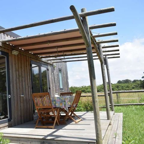 Mobilheim 4 personen - Cottage Premium 28m² (2 Zimmer) + überdachte Terrasse + LV + TV + Bettwäsche + Handtücher