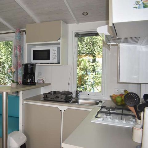 Mobilheim 6 personen - Cottage confort 32m² (3 Zimmer) + überdachte Terrasse + TV + Bettwäsche inklusive