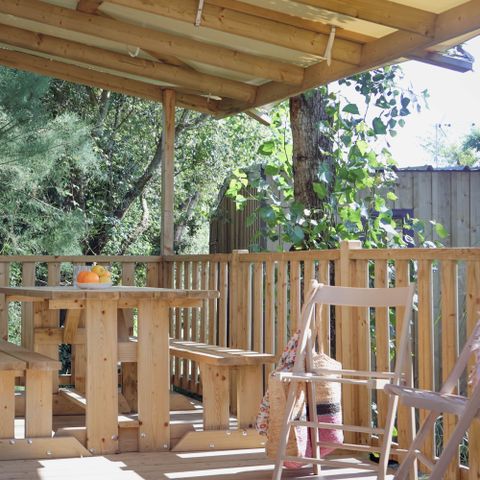 Mobile home 6 persons - Comfort cottage 32m² (3 bedrooms) + covered terrace + TV + Sheets included