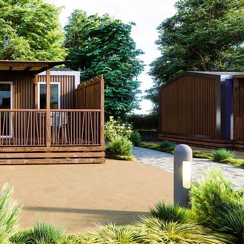 MOBILHOME 2 personas - Cottage Premium 18m² (1 habitación) + terraza cubierta + BT + TV + Sábanas + toallas