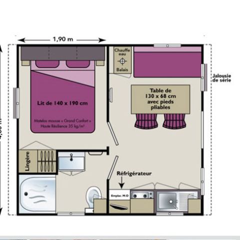Mobilheim 2 Personen - Essential - 17.5m² - 1Schlafzimmer