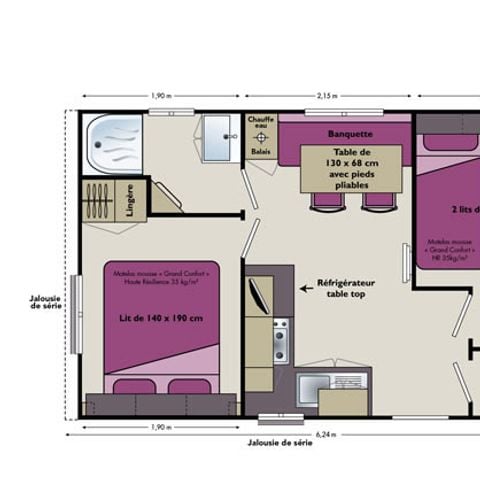Mobile home 4 persons - Essentiel - 24m² - 2Ch