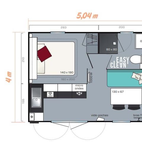 Mobile home 2 persons - Comfort mobile home – 20m² – 1 bedroom