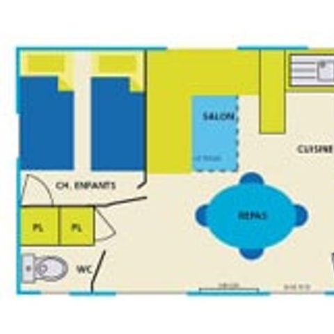 MOBILHOME 5 personas - Classic Cottage 5 pers 2 bdrms