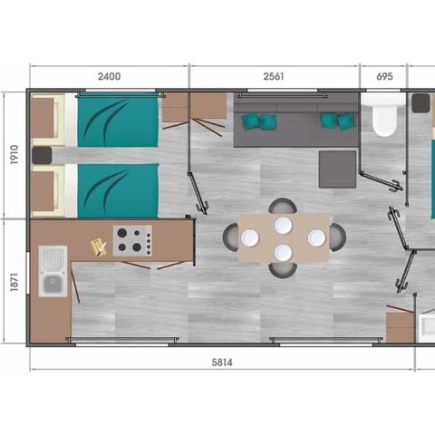 Mobilhome 6 personas - Casa móvil caribeña de 2 dormitorios