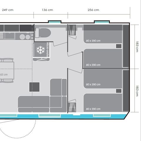 MOBILE HOME 8 people - Mobile home 32m² (3 bedrooms) + large 18m² semi-covered terrace