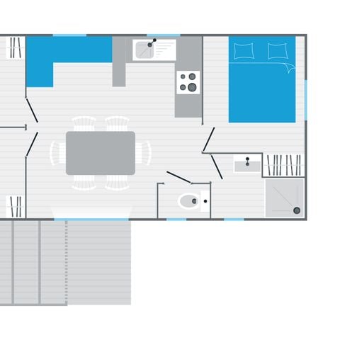 MOBILHOME 6 personas - Luisiana 3 dormitorios con terraza de madera
