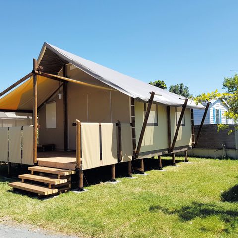 Safarizelt 4 Personen - Lodge-Zelt 2 Zimmer mit Holzterrasse 26m²