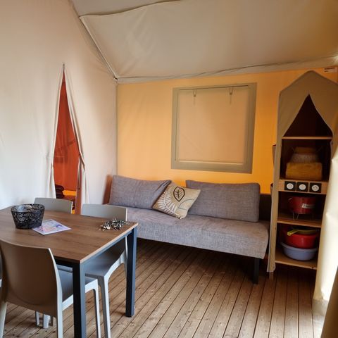 Tente en toile et en bois 4 personnes - TENTE LODGE 2 chambres 26m²