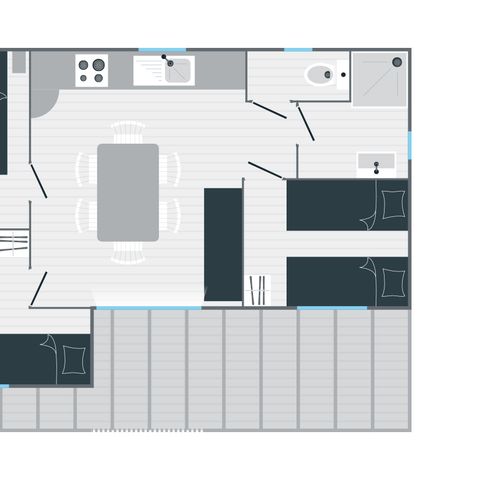 CHALET 6 persone - 3 camere da letto con terrazza (lavastoviglie) 35m² 1 bambino +