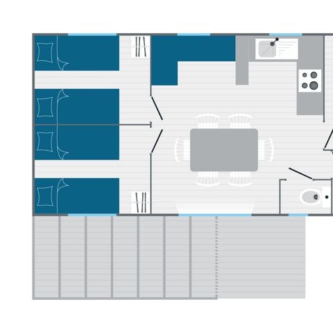 Mobile home 6 persons - COMFORT 3 bedrooms with terrace (dishwasher) 35m².