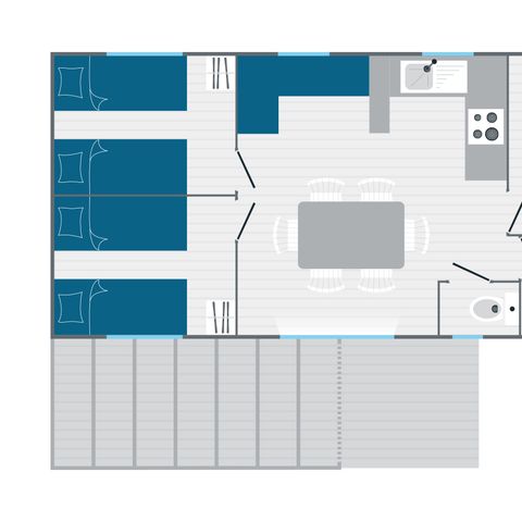 Mobilheim 6 personen - CONFORT 3 Zimmer mit Terrasse (Geschirrspüler) 35m²