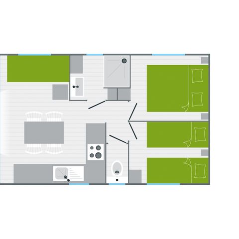 Mobilheim 4 personen - CONFORT 2 Zimmer mit Terrasse (Geschirrspüler) 26m²
