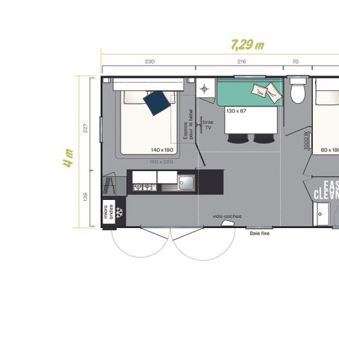 MOBILHOME 6 personas - Confort 26 m² - 2 habitaciones