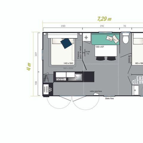 STACARAVAN 6 personen - Confort 26 m² - 2 kamers