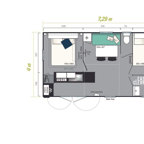 MOBILHOME 4 personas - Confort 26 m² - 2 habitaciones