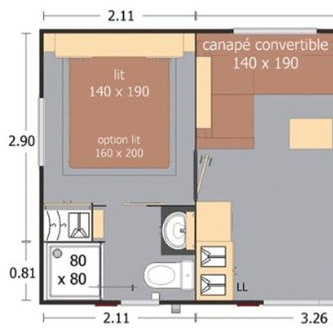 STACARAVAN 8 personen - Comfort 40m² - 3 kamers