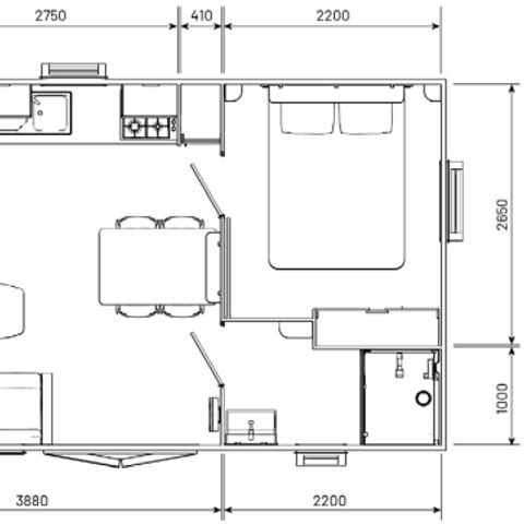 Mobilheim 4 Personen - Premium 35m² - 3 Schlafzimmer + privates Spa