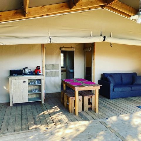 CANVAS AND WOOD TENT 5 people - Lodge Cotton Premium - 2 rooms + private spa