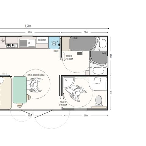 MOBILHOME 4 personas - Confort 31m² - 2 habitaciones + terraza semicubierta PMR