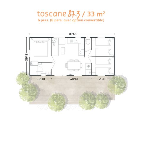 Stacaravan 6 personen - Stacaravan Toscane Confort+ 3ch. 33m2 (2023) 6 pers
