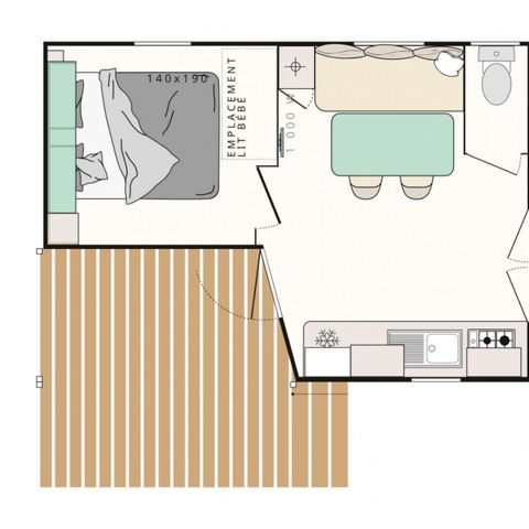CASA MOBILE 5 persone - Casa mobile Evasion 5 persone 2 camere da letto 23m² - casa mobile per 5 persone