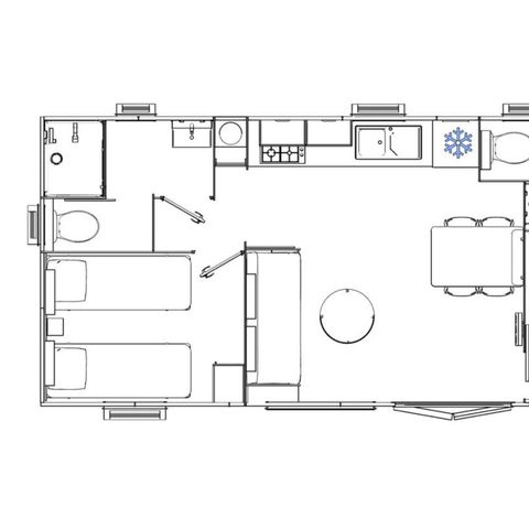 Mobilheim 6 personen - „Comfort+“ für - 2 Schlafzimmer - 2 Badezimmer - 35 m²