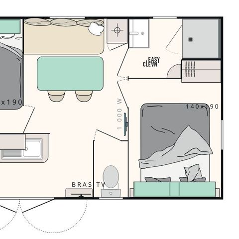 Mobilheim 4 personen - „Cocoon“ für - 2 Schlafzimmer - 23 m²